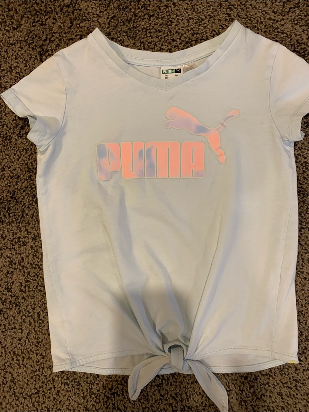 Puma Pastel Blue Tie-Knot Logo Tee